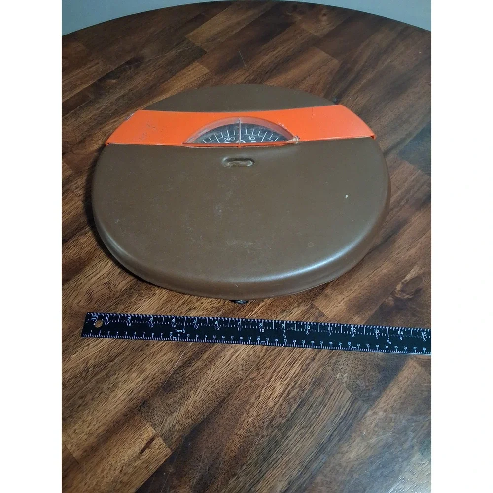 Vintage Continental Scale Corp Bathroom Scale Brown Orange MCM Retro 300lb WORKS